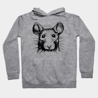 Rat Face Cute Mouse Portrait Sketch Hoodie